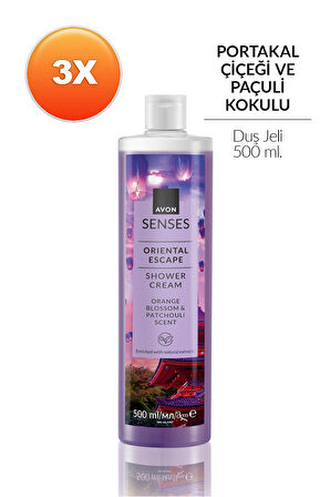 Senses Oriental Escape Portakal Çiçeği ve Paçuli Kokulu Duş Jeli 500ML Üçlü Set