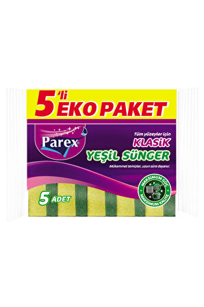 Klasik Yeşil Sünger Düz 5'li 24 Paket 1 Koli