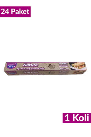 Natura Ağartılmamış Hazır Kesilmiş Pişirme Kağıdı 10’lu 24 Paket 1 Koli