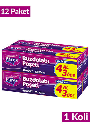 Buzdolabı Poşeti Küçük Boy 4 Al 3 Öde (4*40) 20 x 30 cm 12 Paket 1 Koli