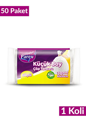Güçlü Çöp Torbası Küçük Boy 30'lu 40 x 50 cm 50 Paket 1 Koli