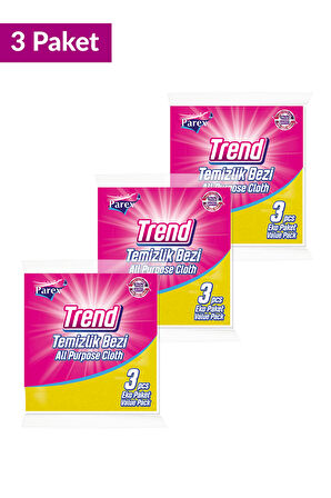 Trend Temizlik Bezi 3'lü Paket Üçlü Set