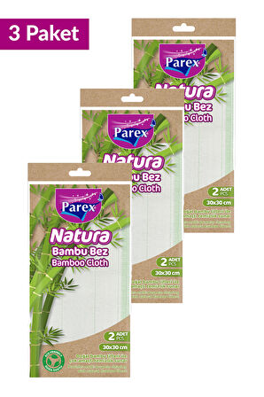 Natura Bambu Bez 2'li Paket 30 x 30 cm Üçlü Set