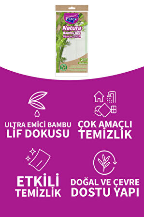 Natura Bambu Bez 2'li Paket 30 x 30 cm Üçlü Set