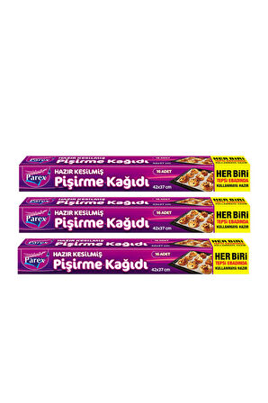 Hazır Kesilmiş Pişirme Kağıdı 16’lı 42 x 37 cm Üçlü Set