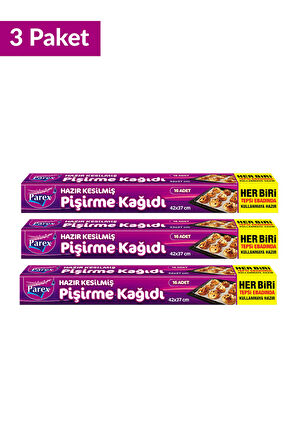 Hazır Kesilmiş Pişirme Kağıdı 16’lı 42 x 37 cm Üçlü Set