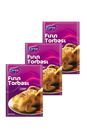 Fırın Torbası 8 Adet 24 x 38 cm Üçlü Set