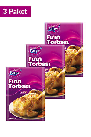 Fırın Torbası 8 Adet 24 x 38 cm Üçlü Set