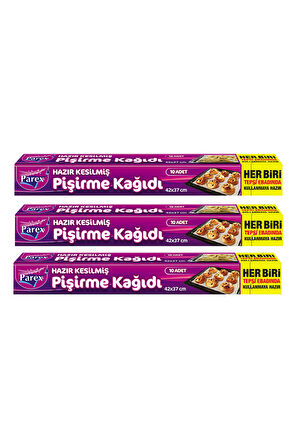 Hazır Kesilmiş Pişirme Kağıdı 10’lu 42 x 37 cm Üçlü Set