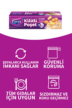 Kilitli Buzdolabı Poşeti Küçük Boy 12'li 20 x 25 cm İkili Set