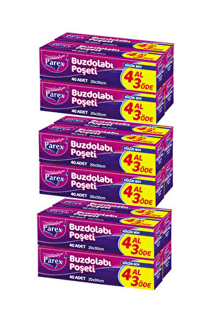 Buzdolabı Poşeti Küçük Boy 4 Al 3 Öde (4*40) 20 x 30 cm Üçlü Set