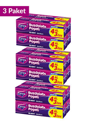 Buzdolabı Poşeti Küçük Boy 4 Al 3 Öde (4*40) 20 x 30 cm Üçlü Set