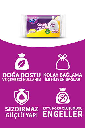Güçlü Çöp Torbası Küçük Boy 30'lu 40 x 50 cm Üçlü Set