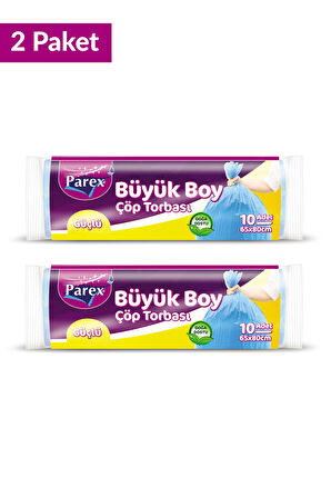 Güçlü Çöp Torbası Büyük Boy 10'lu 65 x 80 cm İkili Set