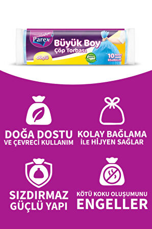Güçlü Çöp Torbası Büyük Boy 10'lu 65 x 80 cm İkili Set