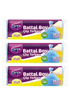 Güçlü Çöp Torbası Battal Boy 10'lu 72 x 95 cm Üçlü Set