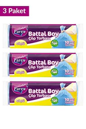 Güçlü Çöp Torbası Battal Boy 10'lu 72 x 95 cm Üçlü Set