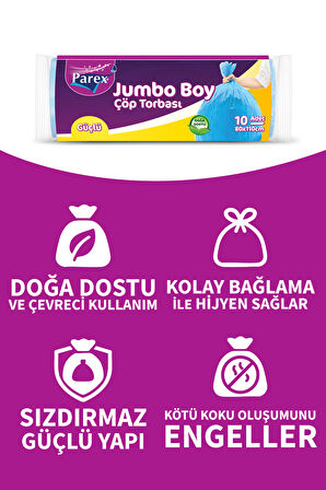 Güçlü Çöp Torbası Jumbo Boy 10'lu 80 x 110 cm İkili Set