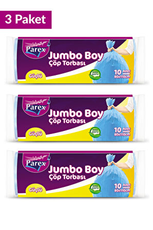 Güçlü Çöp Torbası Jumbo Boy 10'lu 80 x 110 cm Üçlü Set