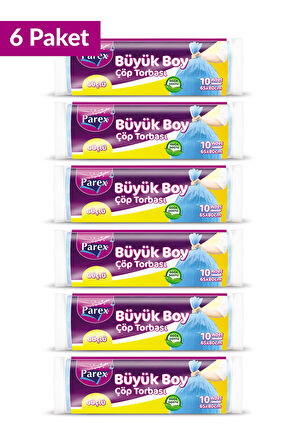 Güçlü Çöp Torbası Büyük Boy 10'lu 65 x 80 cm 6 Paket