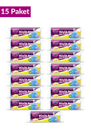 Güçlü Çöp Torbası Büyük Boy 10'lu 65 x 80 cm 15 Paket