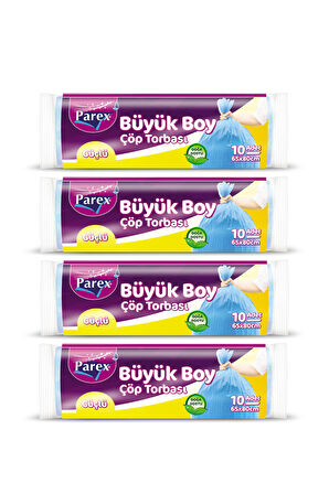 Güçlü Çöp Torbası Büyük Boy 10'lu 65 x 80 cm 4 Paket