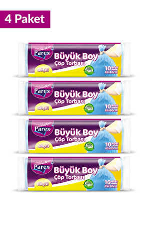 Güçlü Çöp Torbası Büyük Boy 10'lu 65 x 80 cm 4 Paket