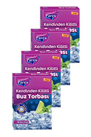 Kendinden Kilitli Buz Torbası 196 Buz Küpü 4 Paket