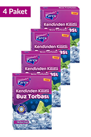 Kendinden Kilitli Buz Torbası 196 Buz Küpü 4 Paket