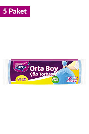 Güçlü Çöp Torbası Orta Boy 15'li 55 x 60 cm 5 Paket