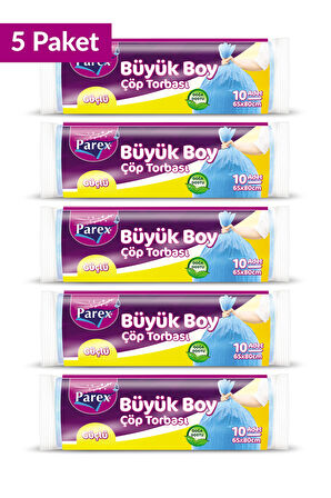 Güçlü Çöp Torbası Büyük Boy 10'lu 65 x 80 cm 5 Paket