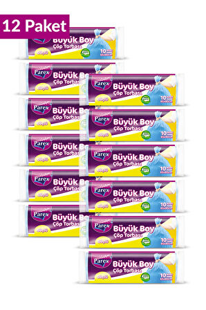 Güçlü Çöp Torbası Büyük Boy 10'lu 65 x 80 cm 12 Paket