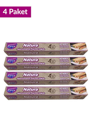 Natura Ağartılmamış Hazır Kesilmiş Pişirme Kağıdı 10’lu 4 Paket