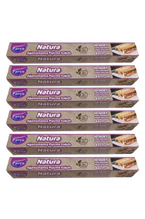 Natura Ağartılmamış Hazır Kesilmiş Pişirme Kağıdı 10’lu 6 Paket