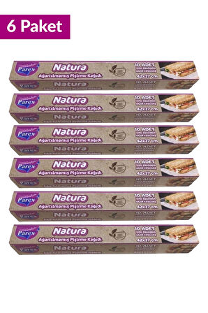 Natura Ağartılmamış Hazır Kesilmiş Pişirme Kağıdı 10’lu 6 Paket