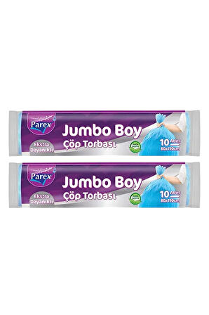 Ekstra Dayanikli 10'lu Çöp Torbası Jumbo Boy 80 x 110 cm İkili Paket