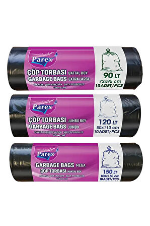 Professional Çöp Torbası Battal Jumbo ve Hantal Boy 3'lü Paket