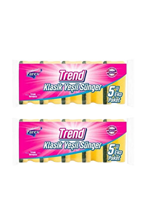 Trend Klasik Oluklu 5'li Sünger İkili Paket