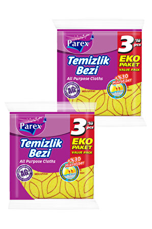 Yüzde 30 3'lü Mikrofiber Temizlik Bezi İkili Paket