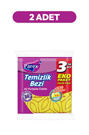 Yüzde 30 3'lü Mikrofiber Temizlik Bezi İkili Paket