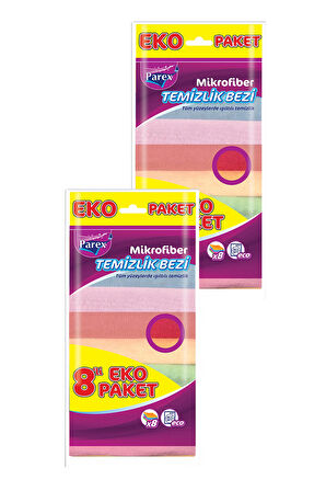 Mikrofiber 8'li Temizlik Bezi İkili Paket