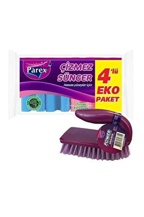Çizmez Oluklu 4'lü Sünger ve Genel Amaçlı Ovma Fırçası Paketi