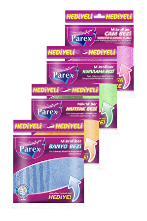 Mikrofiber Banyo, Cam, Kurulama ve Mutfak Bezi Paketi (Hediyeli)