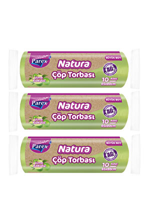 Natura 10'lu Çöp Torbası Büyük Boy 65 x 80 cm Üçlü Paket