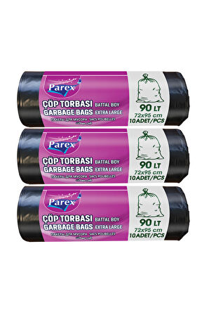 Professional 10'lu Çöp Torbası Battal Boy 72 x 95 cm Üçlü Paket