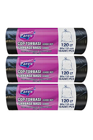 Professional 10'lu Çöp Torbası Jumbo Boy 80 x 110 cm Üçlü Paket