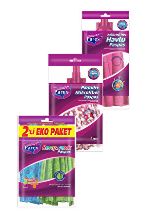 Mikrofiber Renkli, Havlu, Pamuk 4'lü Paspas ve Sap Seti