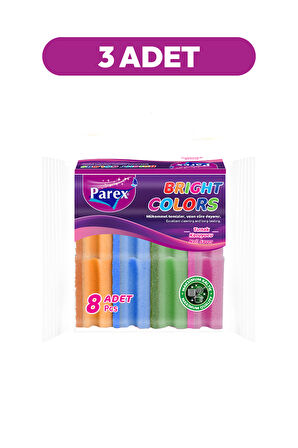 Canlı Renkler Oluklu 8’li Sünger  Üçlü Paket