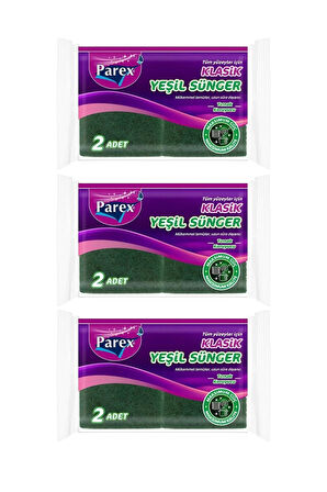 Klasik Yeşil Oluklu 2'li Sünger Üçlü Paket