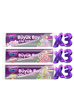 Büzgülü Çöp Torbası Kokulu Büyük Boy 9'lu Paket